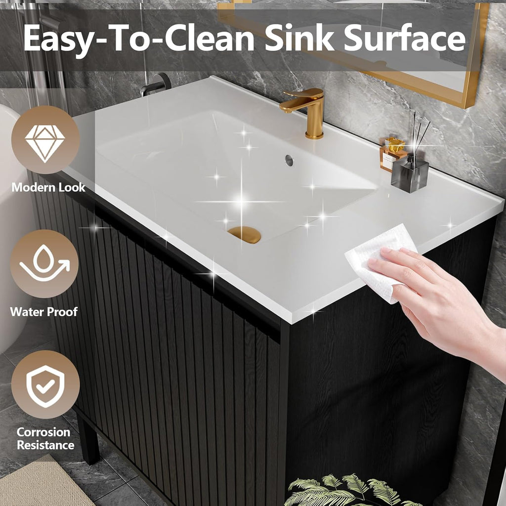 30" Freestanding Bathroom Vanity with Ceramic Sink