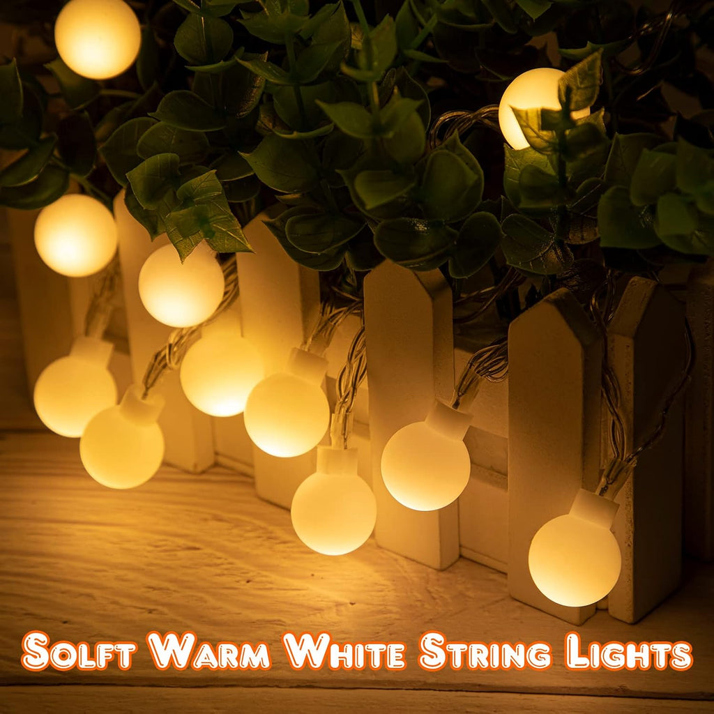 1 Pack 32 Feet Patio Umbrella Lights, 8 Lighting Modes LED String Lights with 64 Pcs Shatterproof Globe
