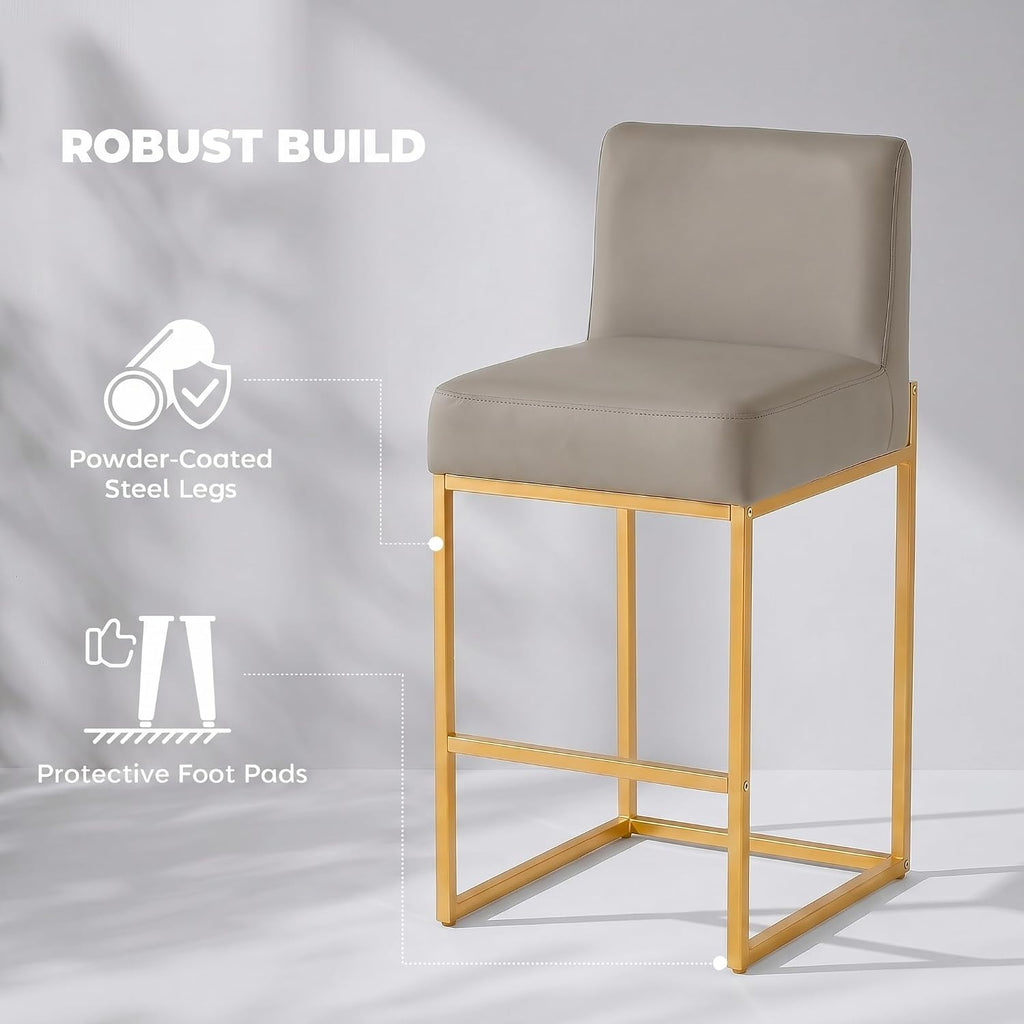 Modern Bar Stools Set of 4,Counter Height Bar Stools,26" PU Leather Modern Kitchen BarStools with Backs,Bar Chairs