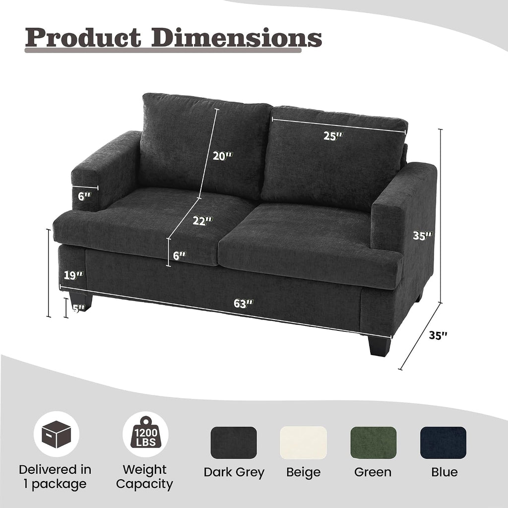 Loveseat & 3 Seater Sofa Sets, 89" Couch Sofa Set Furniture Sets, 2 Piece Deep Seat Sleeper Sofa, Couch and Loveseat