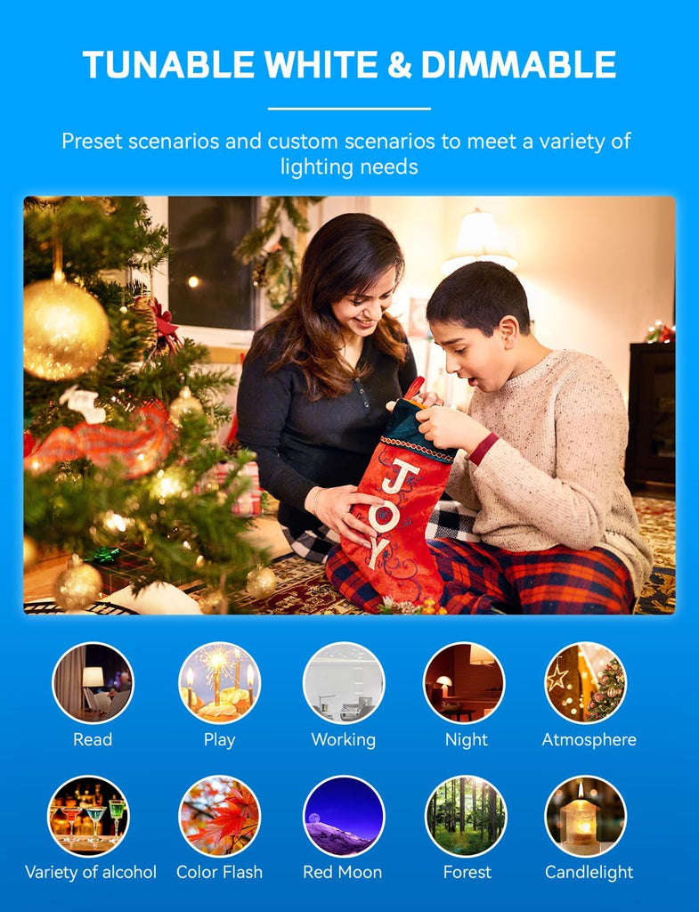 Smart Light Bulbs, WiFi & Bluetooth 5.0, Work with Alexa Google Assistant, App Control, Color Changing LED Bulb,E26 (4Pack)