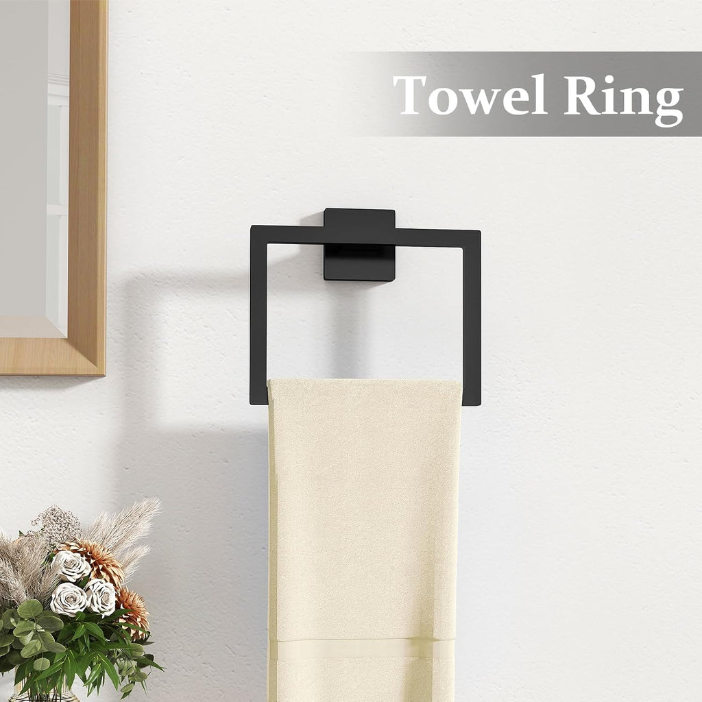 10-Piece Matte Black Bathroom Hardware Accessories Set | 24 inch Towel Bar, Stainless Steel Towel Racks , Bath Towel