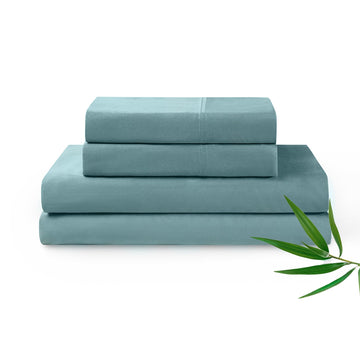 Cooling Bed Sheet Set with 100 Percent Rayon Derived from Bamboo, Fabric with 2 Pillowcases and Flat Sheet