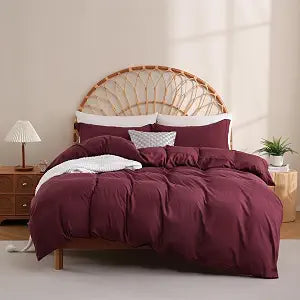 JSD Burgundy Duvet Cover Set Full - Set of 3