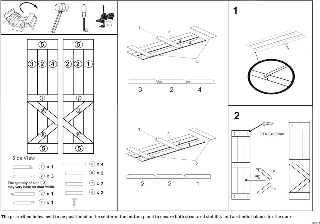 30 in. x 84 in. Mini X Series Unfinished DIY Wood Bi-Fold Barn Door with Sliding Hardware Kit