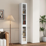 85.5 Inch Tall Bookshelf with Doors - 7 Tier Bookcase with Glass Doors and Drawer