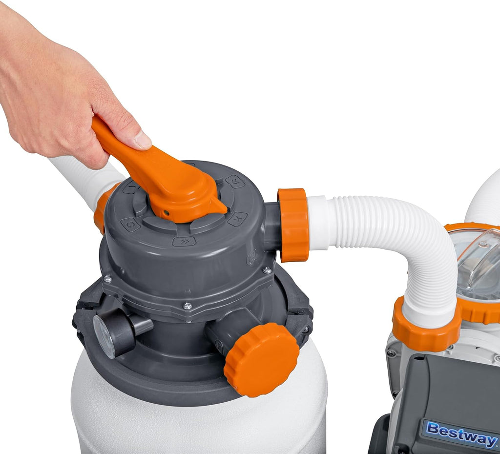 58498E Flowclear 1500 Gallon Sand Filter Pool Pump for Above Ground 300 to 11,200 Gallon Swimming Pools with Adapter