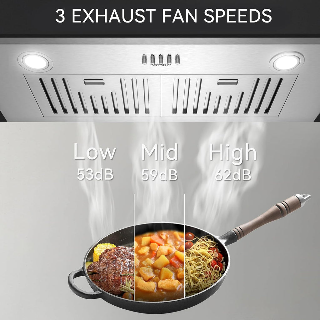 30 Inch Stainless Steel Wall Mount Range Hood 860 CFM 4 Speed Gesture & Touch Control, LED Light Panels Dishwasher-Safe Baffle Filters, Ductless
