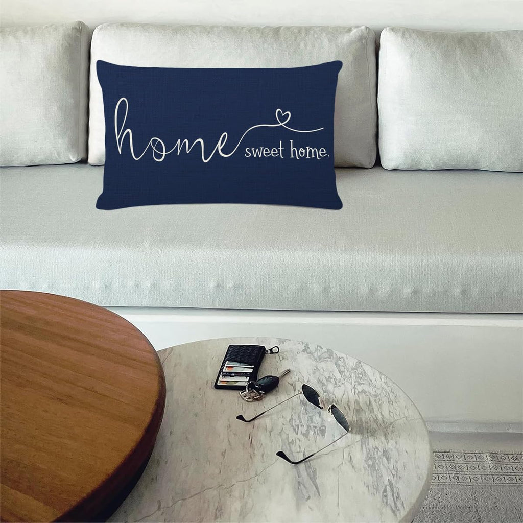 Home Sweet Home Quotes Farmhouse Pillow Covers 12x20 Inch,Farmhouse Decorative Lumbar Throw Pillow Case Cushion