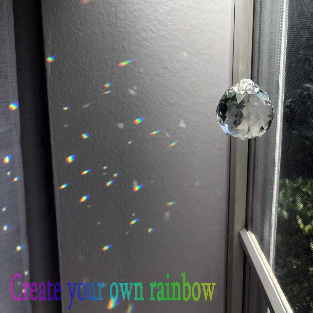 2 Pieces 50mm Clear Cut Crystal Prisms,Hanging Rainbow Pendants Glass Sphere Faceted Gazing Ball for Home Décor with