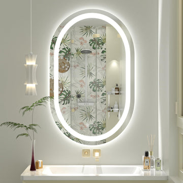 24x36 Oval Lighted Bathroom Mirror, LED Bathroom Mirror with Lights, Oval LED Mirror, Anti-Fog, Shatter-Proof