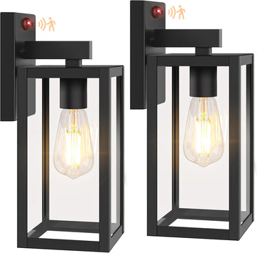13" Upgraded Motion Sensor Outdoor Wall Lights, 2-Pack Dusk to Dawn Porch Light Outdoor Wall Sconce Lanterns