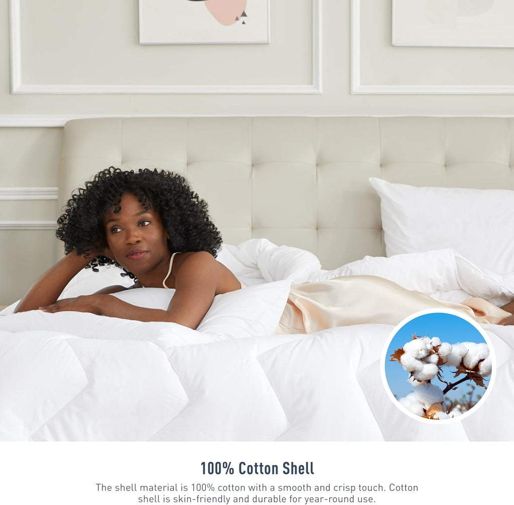 Duvet Insert Cotton Comforter King White Down Alternative Fill Duvet Insert 100% Cotton Shell Quilte