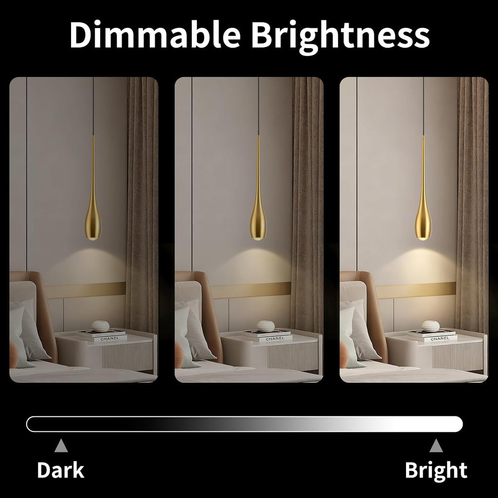 Gold Pendant Light, Modern Pendant Lights Kitchen Island, LED Hanging Light Fixtures for Dining Room Hallway Bedroom