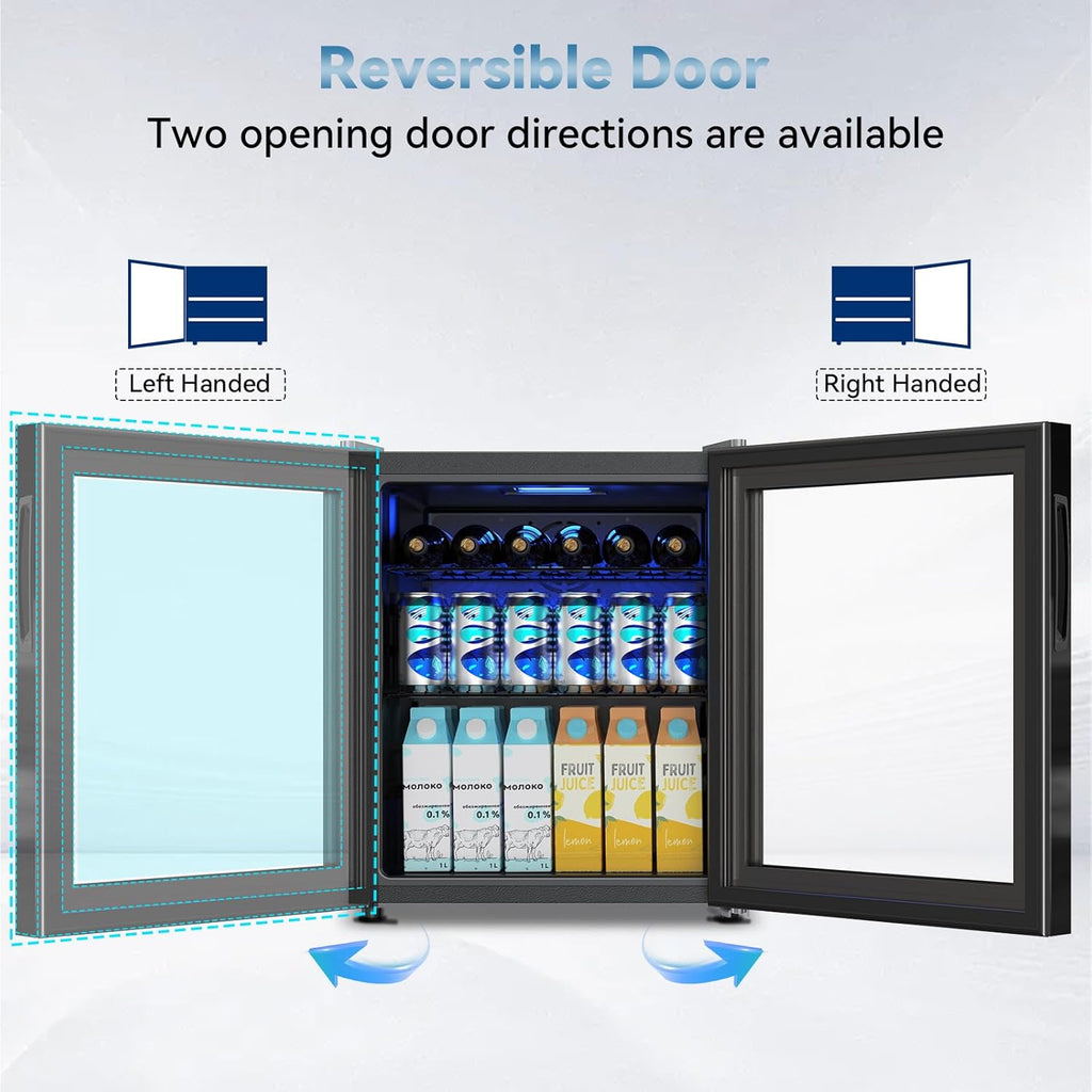 Mini Fridge with Glass Door-Small Fridge Desk Beverage Cooler with Lock for Beer