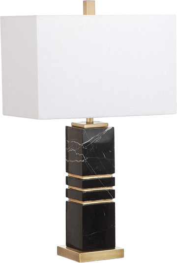 SAFAVIEH Lighting Collection Jaxton Modern Black/ Gold Marble 28-inch Bedroom Living Room Home Offic