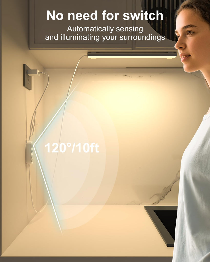 Motion Sensor Dimmable Led Under Cabinet Light 12" Plug in Warm White