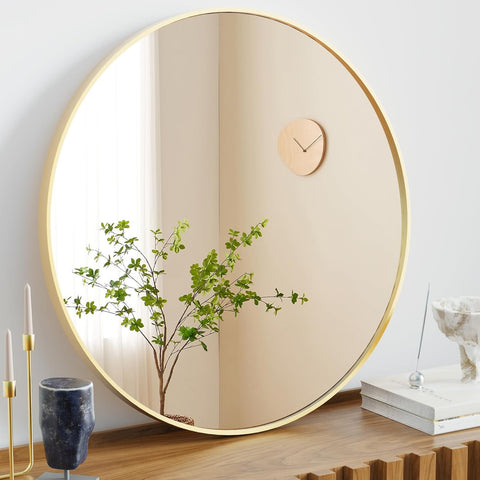 Gold Round Wall Mirror 30 Inch, Bathroom Mirrors for Over Sink, Wall Decor , Vanity