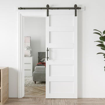30in x 84in Sliding Barn Door 5 Panel with Water-Proof PVC Surface