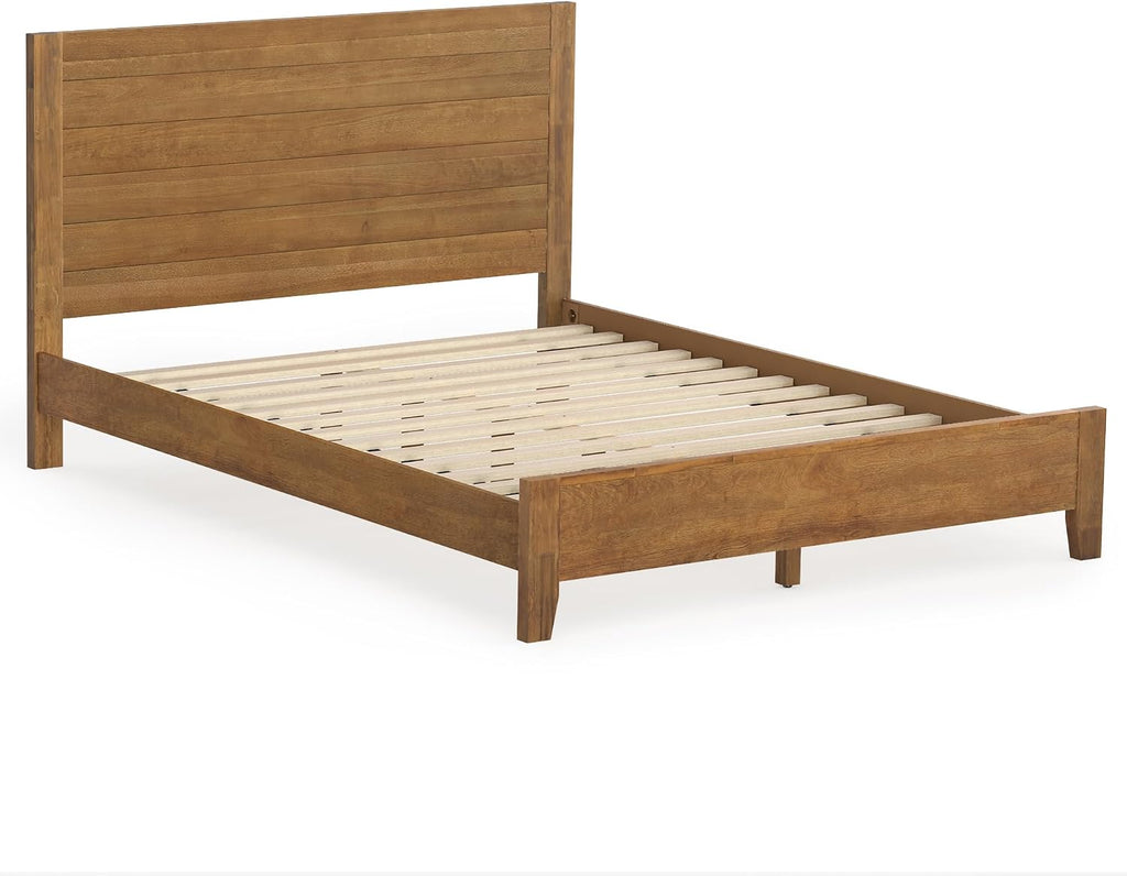 Queen Bed Frame with Headboard, 100% Solid Acacia Wood Platform, 800lb Heavy Duty Support with 10 Reinforced Legs