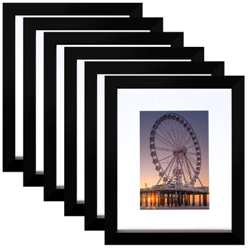 8x10 Picture Frame Black Set of 6, Display Pictures 5x7 with Mat or 8x10 Without Mat for Wall Mounting or TableTop