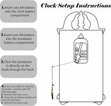 Clockswise Vintage Grandfather-Style Wall Clock with Wood-Effect Plastic Pendulum Battery-Operated for Home Decor Living Room Home...