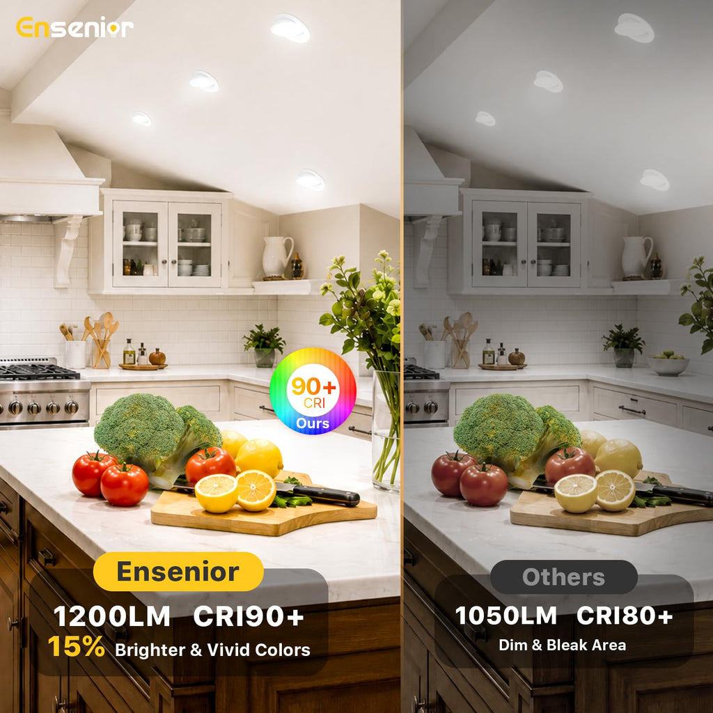 6 Inch Gimbal LED Recessed Light, 5CCT, 12W, 1200LM, 4 Pack
