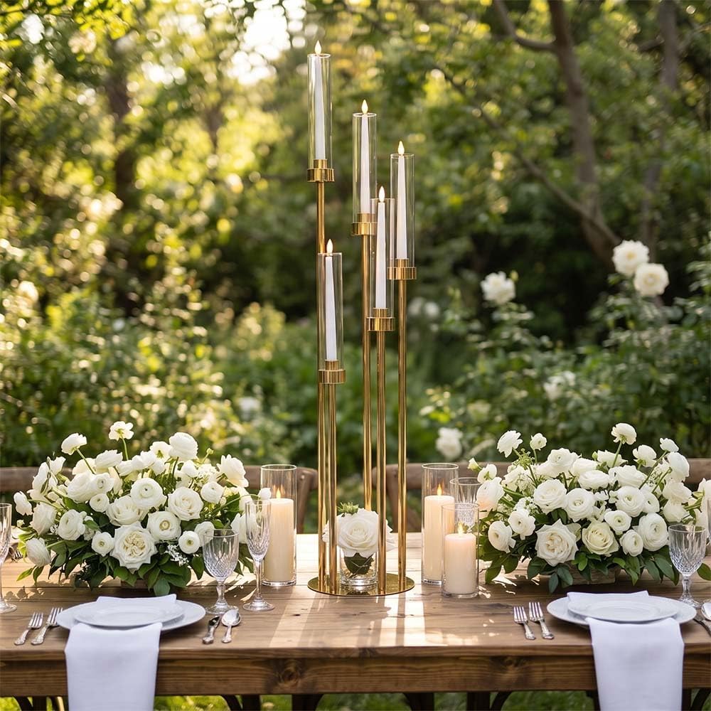42.5in Gold Candle Holders for Table Centerpiece Candelabra Candlestick Holders Decor Wedding Centerpiece Table
