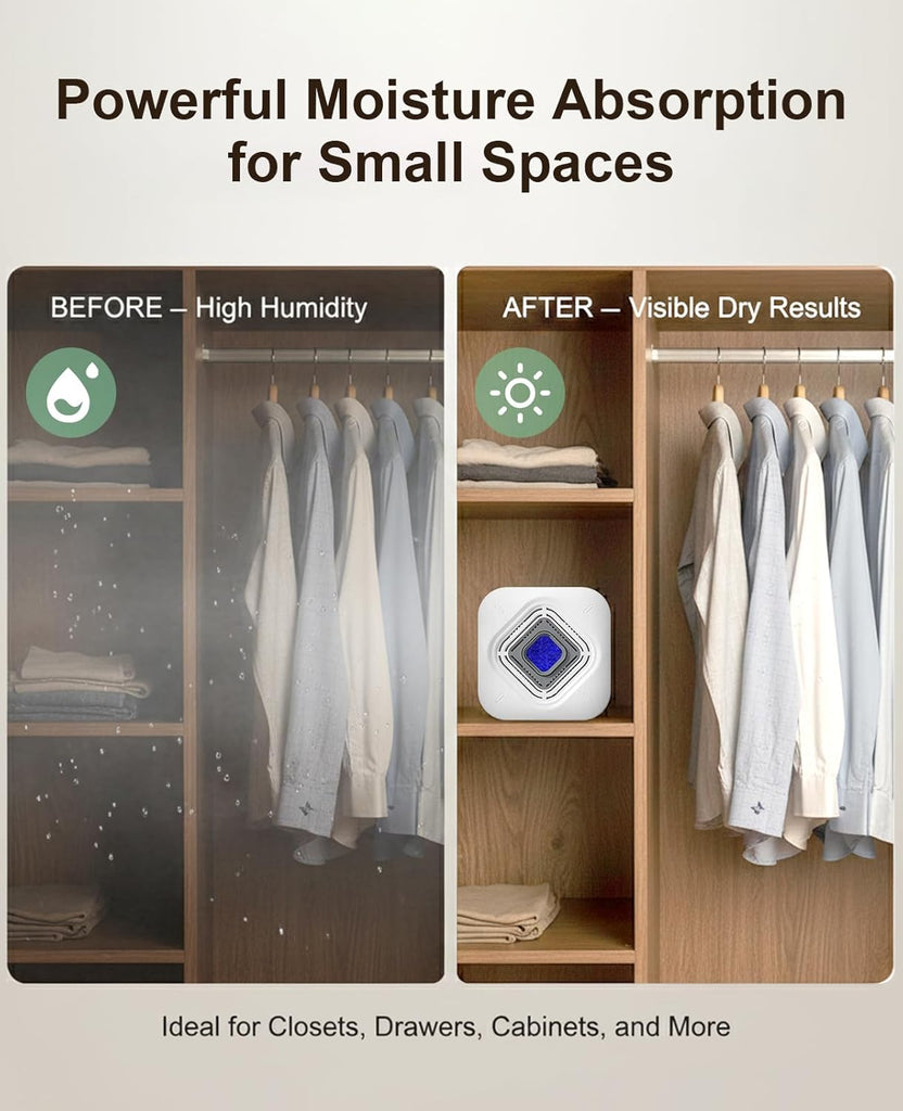 Dehumidifier for Bathroom with Color-Changing Beads, Rechargeable Small Dehumidifier for Closet