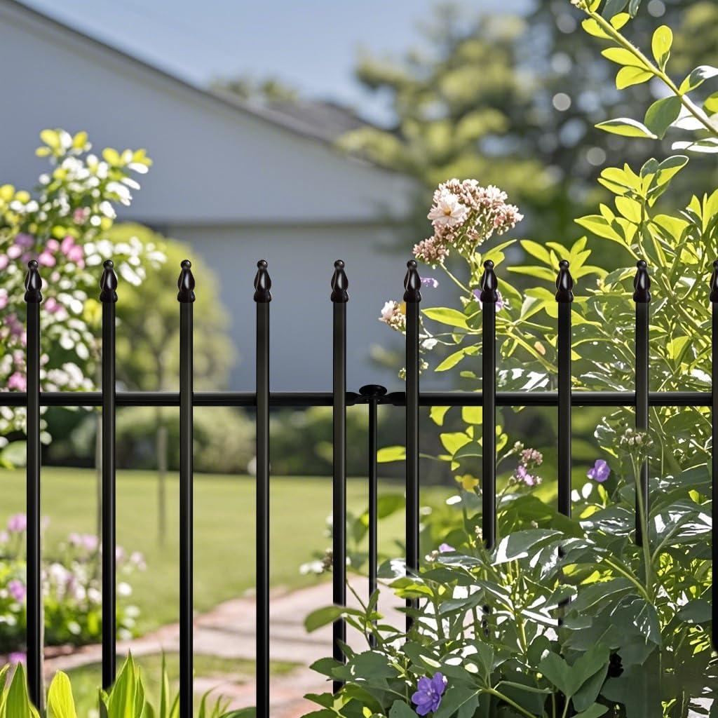 Metal Garden Fence 36" H x 28" W, 5 Panels (4 Panels + 1 Gate), Total 11.6 feet, Metal Border Folding Fence