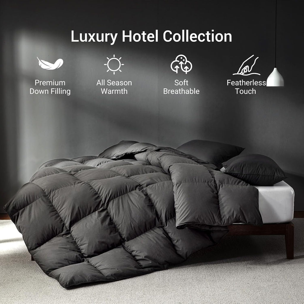 Grey Goose Feather Down Comforter Twin, Premium All Season Duvet Insert