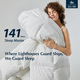 Goose Feather Down Fiber Comforters Queen, Extra Fluffy White Duvet Insert, Ultra-Soft, Breathable