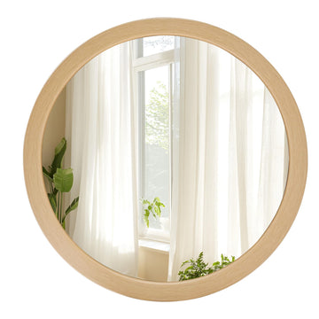 Round Mirror 30 Inch,Natural Vanity Circle Bathroom Mirrors for Wall