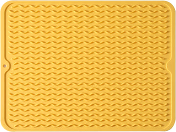 Silicone Dish Drying Mat - Quick-Dry Ridges Counter & Sink Pad, Heat-Resistant Trivet to 450°F, Non-Slip & Dishwasher