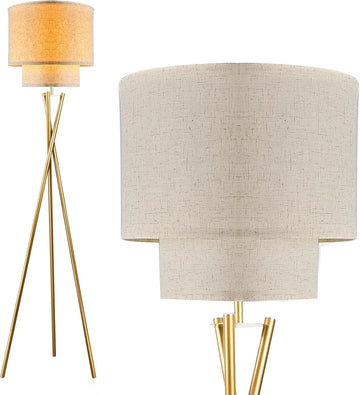 Tripod Floor Lamp, Modern Floor Lamps, Standing Lamp with Dual Drum, E26 Bulb Included, 67.7" Tall Floor Lamp