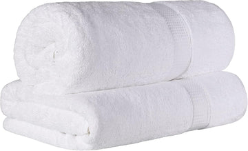 Egyptian Cotton Pile Heavyweight Bath Sheet, 2 Piece Set, White | Highly Absorbent, Ultra Soft Luxury 800 GSM Towel