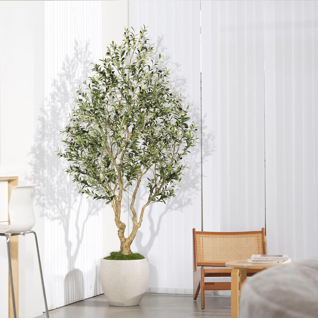 Faux Olive Tree 8ft - Tall Olive Trees Artificial Indoor Home Decor