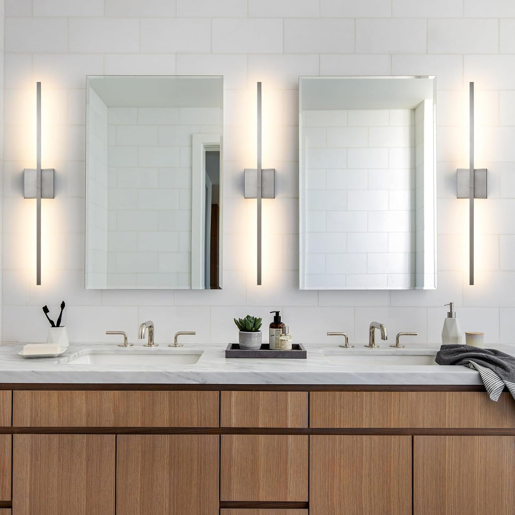 Bathroom Vanity Light Fixtures - 30inch Dimmable Brushed Nickel Bathroom Lights Over Mirror 18W LED Vanity Light Bar