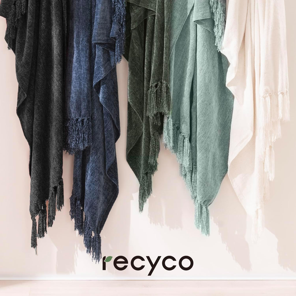 Throw Blanket Soft Cozy Chenille Throw Blanket with Fringe Tassel, 50'' x 60'')