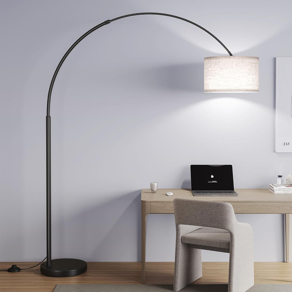 82" Tall Arc Floor Lamps, Large Floor lamp with Length Adjustable, Modern Curved Floor lamp, Corner Lamp, Black