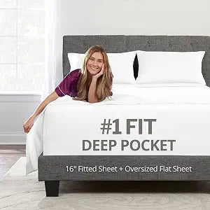 Deep Pocket Twin Bed Sheets - 3-Piece Includes: Real 16" Inch Extra Deep Pocket Fitted Sheet [Best-Fit for 14"-18