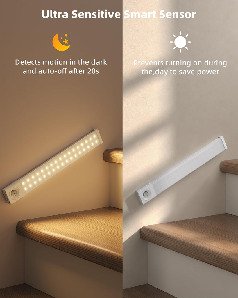 6 Pack LED Under Cabinet Lights Wireless with Charging Station, 11.8'' Motion Sensor Light Indoor, 1100mAh