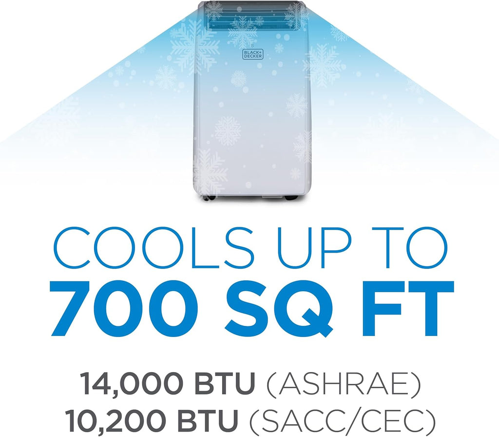 Portable Air Conditioner,14,000 BTU Cooling, 12,000 BTU Heating for Rooms up to 700 Sq. Ft.