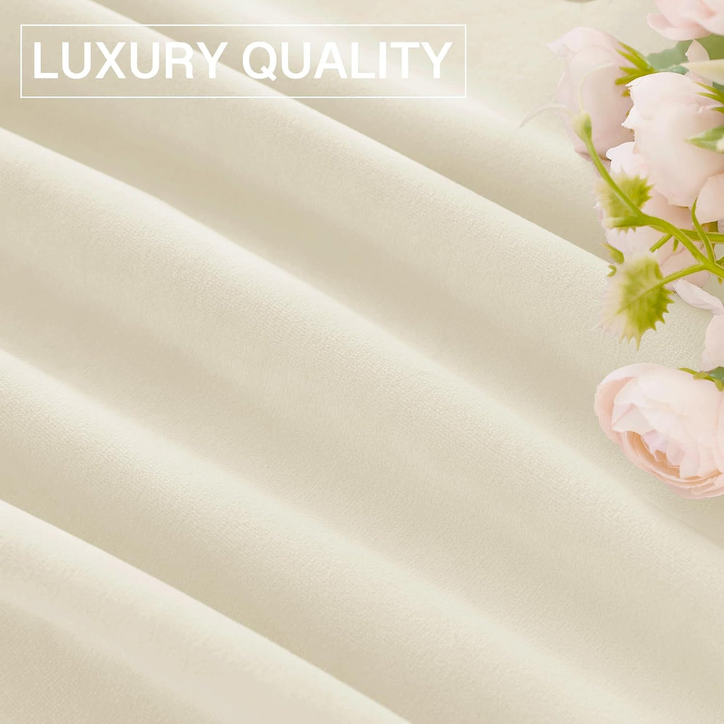 Ivory Velvet Curtains for Window - White Privacy Thermal Drapes, Elegant Decor White Backdrop Curtains