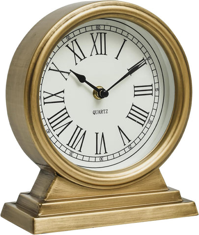 Vintage Gold Mantle ClockTable for Living Room Decor Table Clock Decorative Battery Operated Table Top Shelf Clock