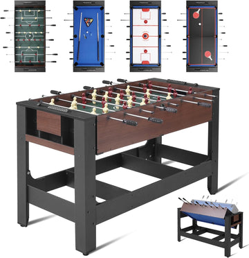 54" 4-in-1 Swivel Multi Game Table - Combo Game Table Set for Youth, Adults - Indoor and Outdoor Arcade Sports Table