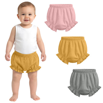 3 Pack 100% Cotton Toddler Bloomers, Color