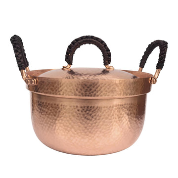 2.1QT Pure Copper Pot, Hammered Soup Pot, Small Stockpot with Lid