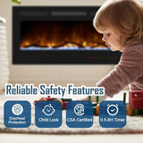 36 Inch Electric Fireplace, Recessed Fireplace Insert and Wall Mount Fireplace Heater with Remote & Touch