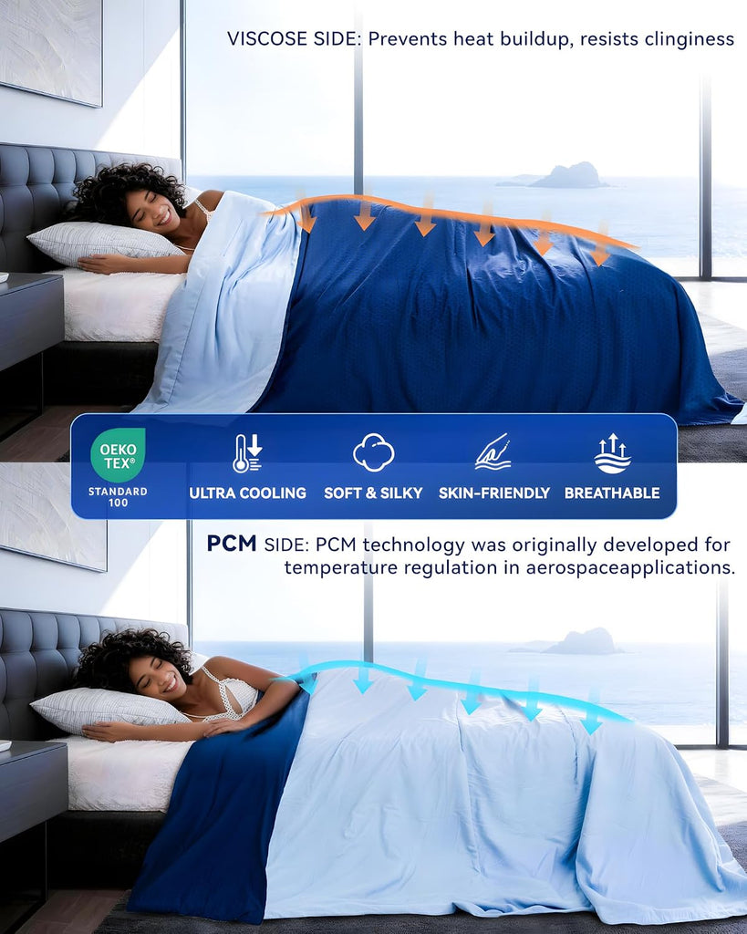 Cooling Comforter Double Sided Cooling Blankets for Hot Sleepers Silky Soft Nylon Spandex Summer Comforter Q-Max 0.48